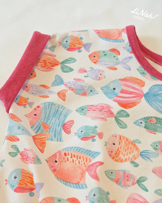 Kinderstoff mit Fisch-Motiven – Fishtales Weiß - HIP SOM HAP