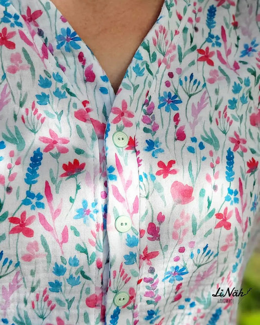 Blumenstoff Wildflower Waltz – Aquarelldesign in Weiß, Pink & Türkis - HIP SOM HAP