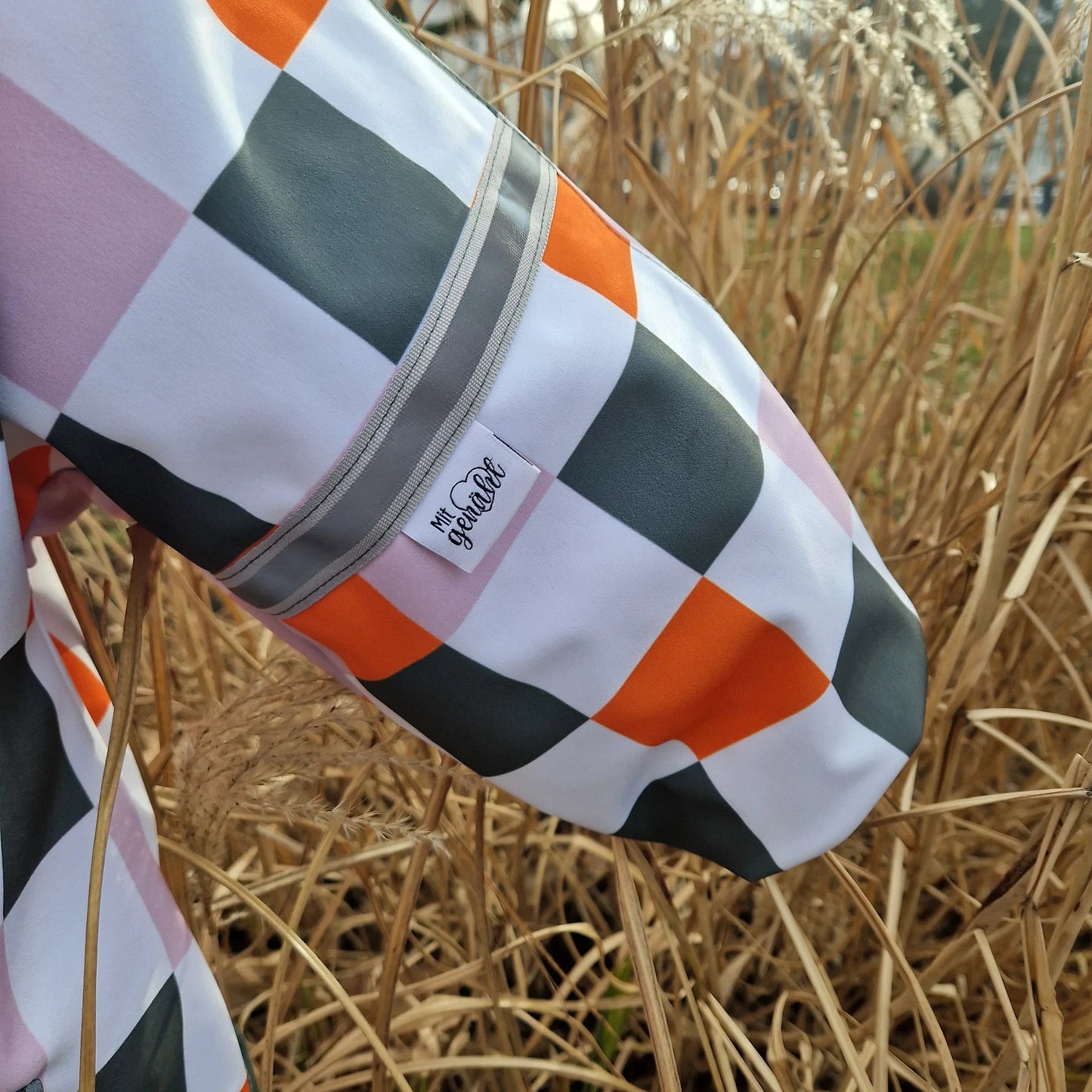 Kombistoff Karo – Waldfreunde in Orange, Grün & Flieder - HIP SOM HAP
