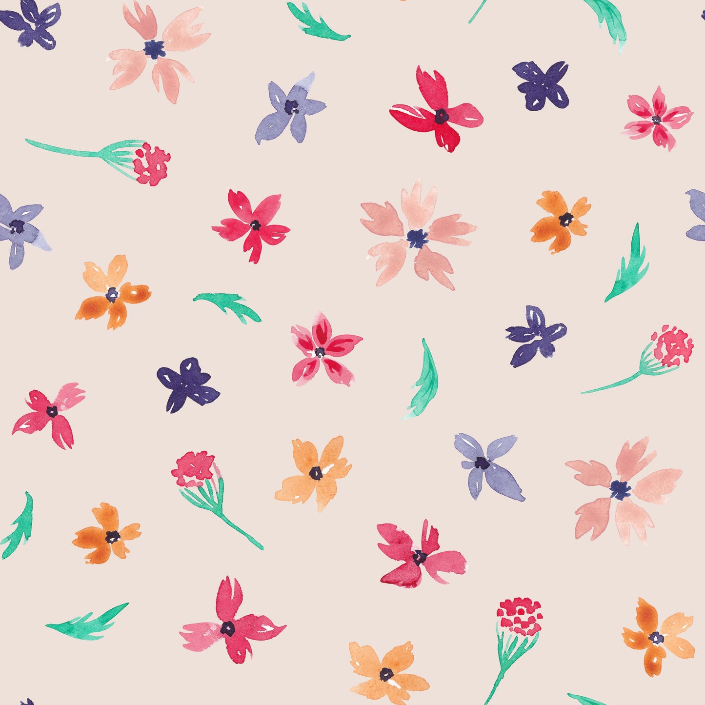 Blumenstoff Kombistoff Wildflower – kleine Blüten in Apricot - HIP SOM HAP