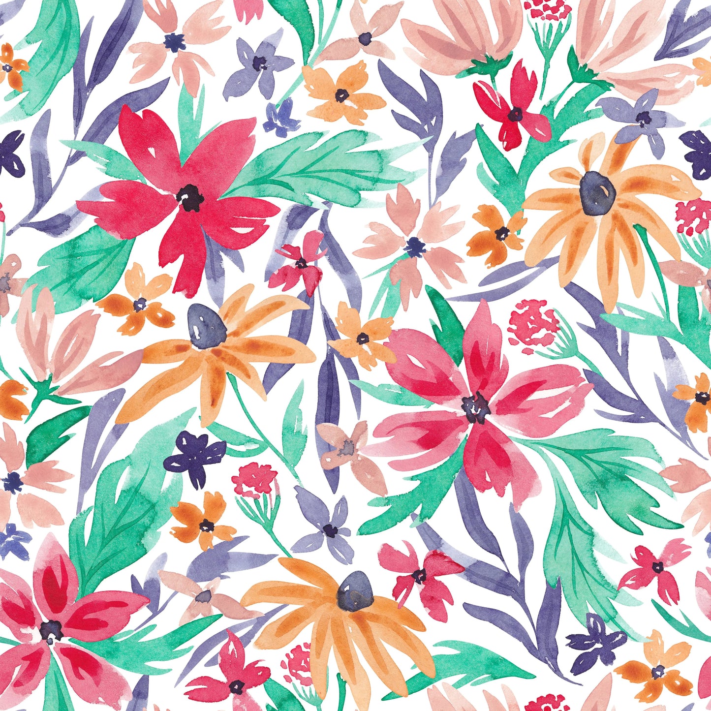 Blumenstoff Wildflower – Aquarelldesign in Weiß, Rot & Orange - HIP SOM HAP
