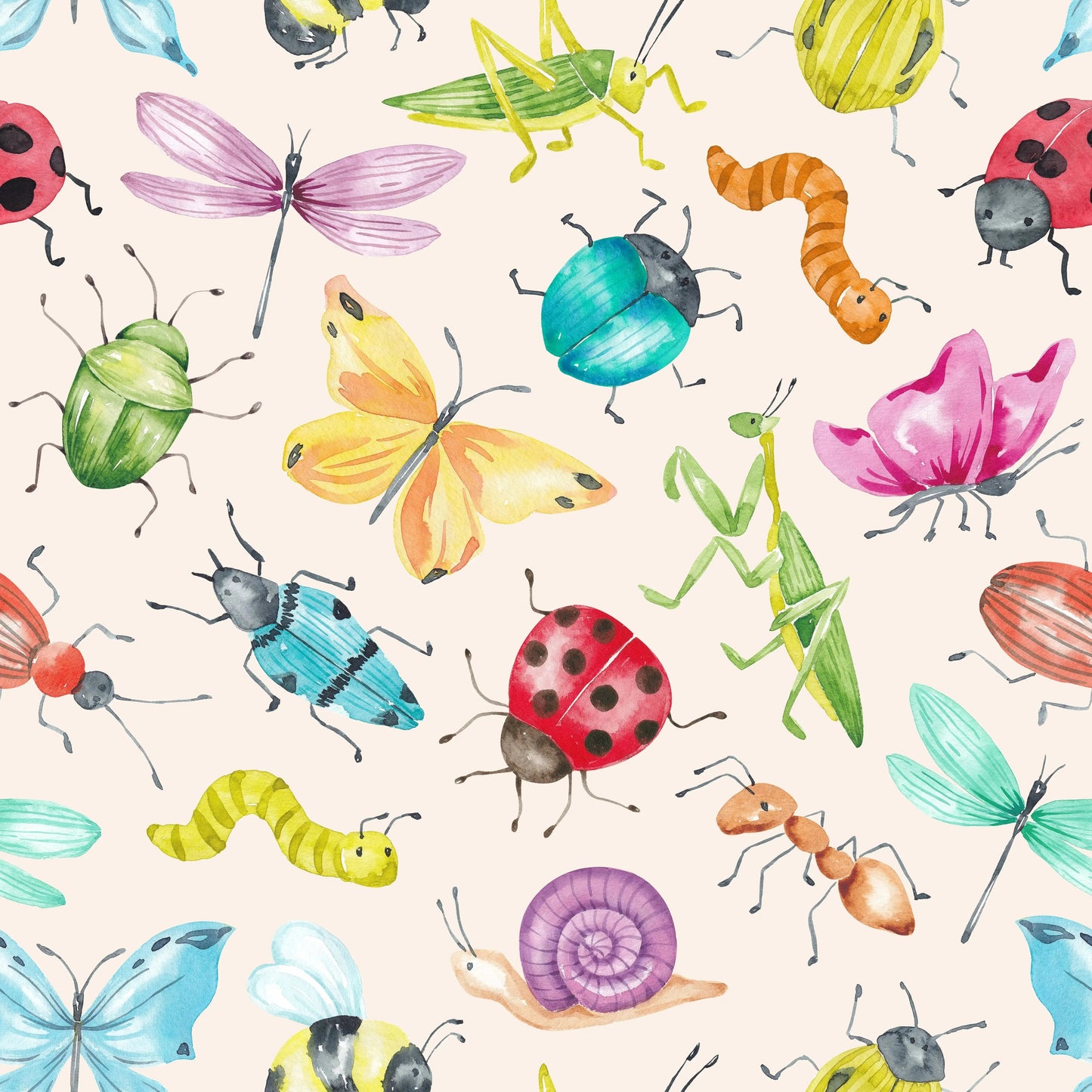 Kinderstoff mit Insekten – Krabbel & Flatter in Creme - HIP SOM HAP