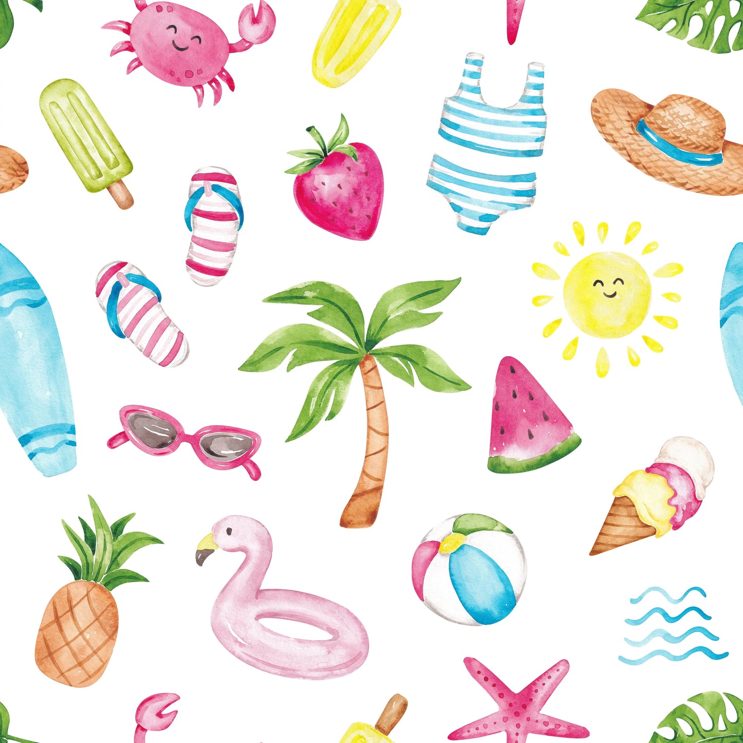 Sommerstoff für Kinder mit Strandmotiven – Sommerliebe Weiß - HIP SOM HAP