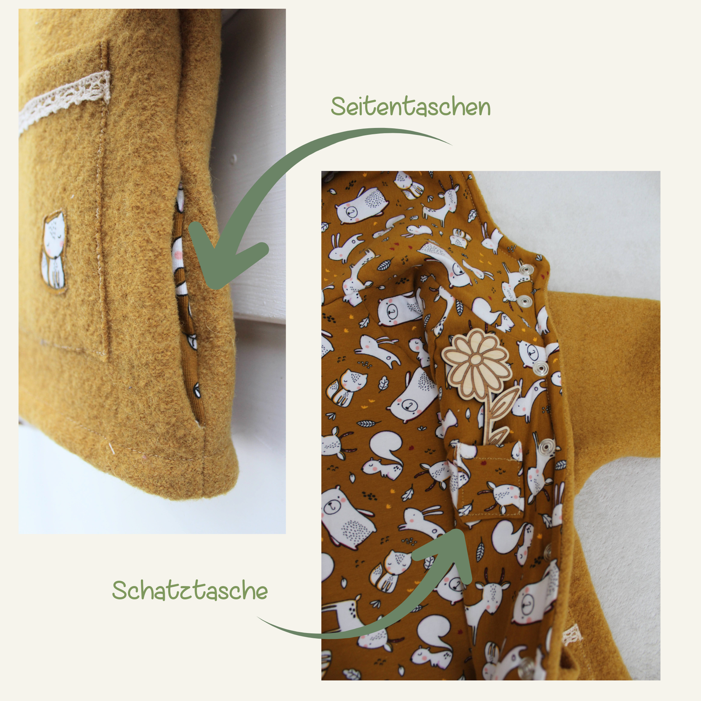 Schnittmuster Kinderjacke nähen – Kapuzenjacke Tove - Gr. 98–146
