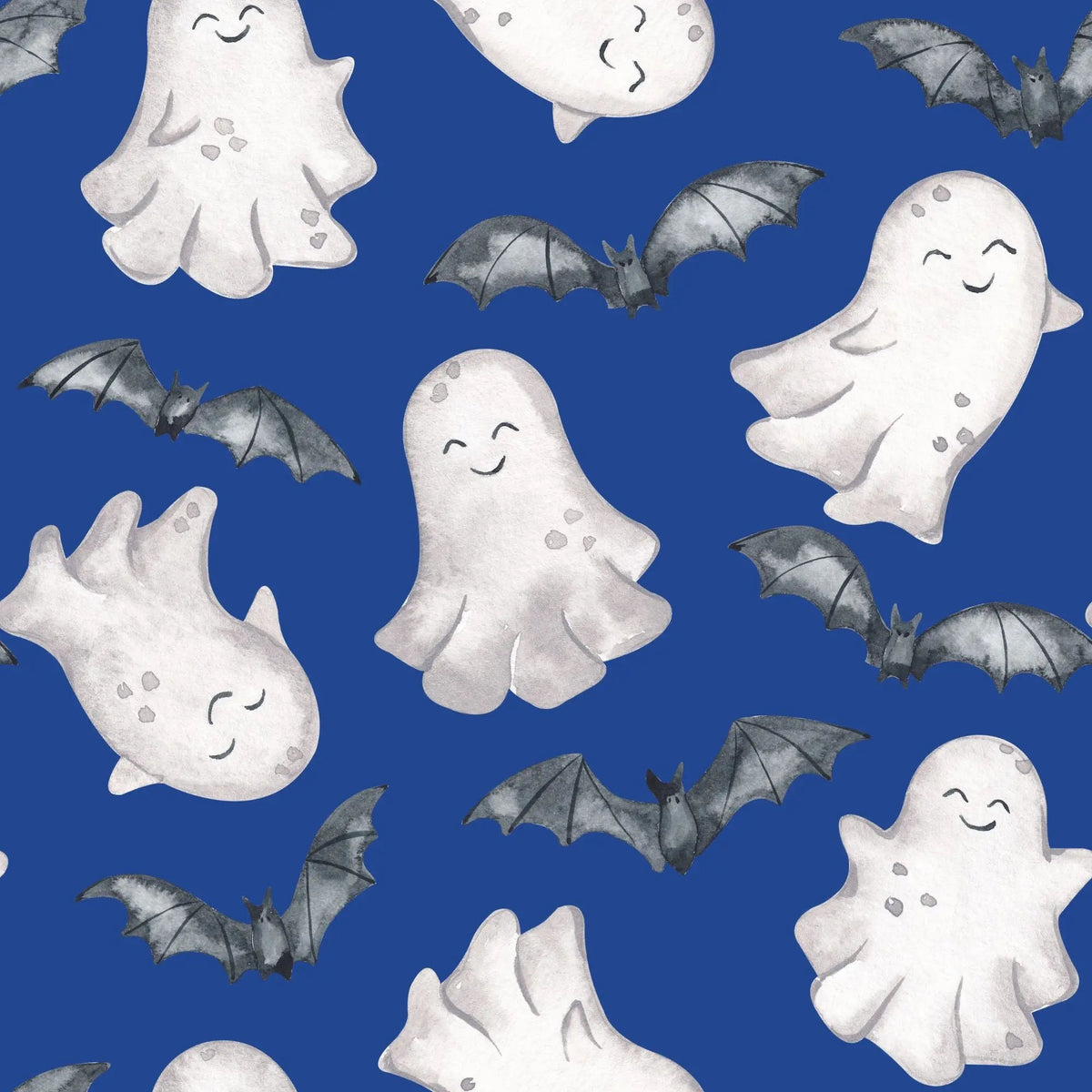 Halloween Stoff Kinder Blau – Gespenster & Fledermäuse Gespensterbande - HIP SOM HAP