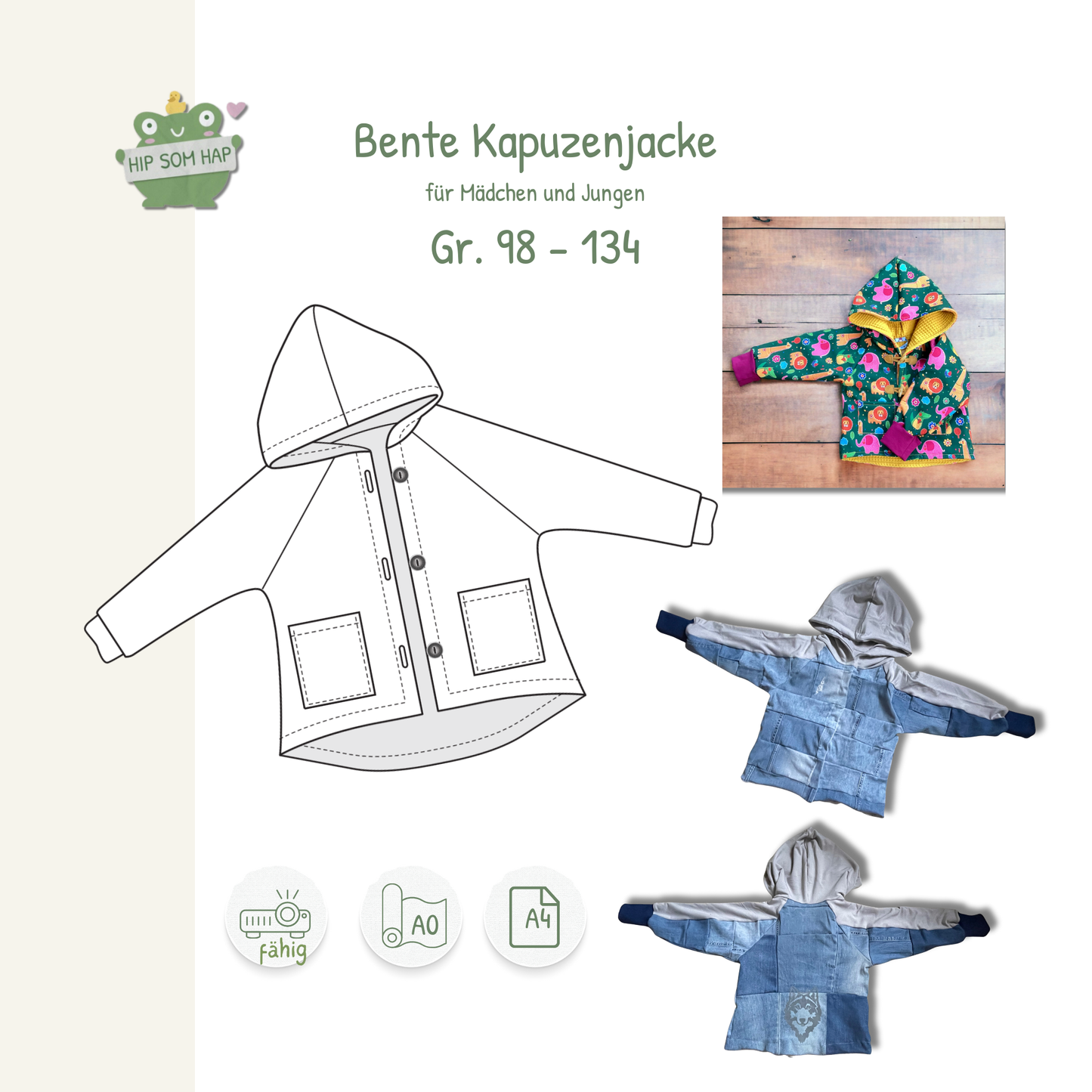 Schnittmuster Bente – Kapuzenjacke · Kinder 98–134