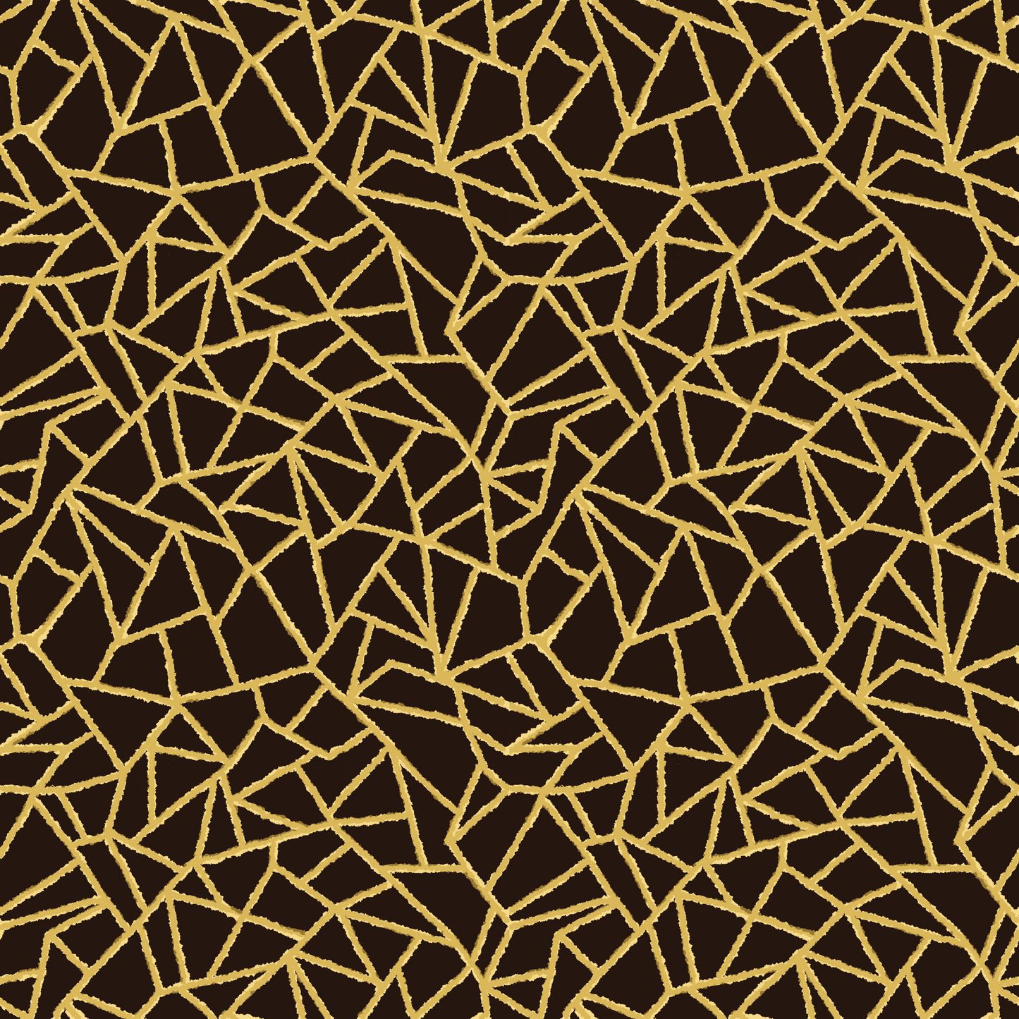 Stoffmuster geometrisch – Geometrien in Dunkelbraun mit goldenen Linien. Handgezeichnet wirkendes Allover-Design, Reaktivdruck auf Öko-Tex Standard 100 zertifizierten Stoffqualitäten. Meterware, Design Stölting.art.