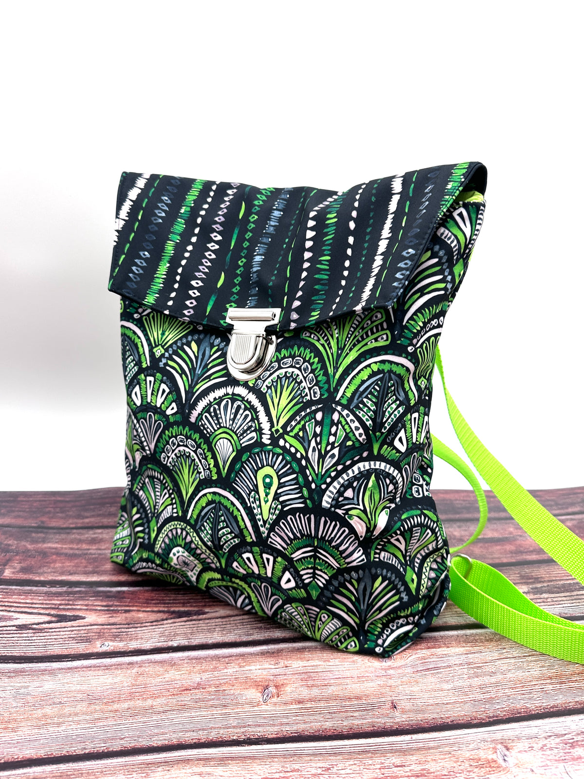 Stoff Streifen Grün Schwarz Kombistoff Meterware - Emerald Reverie