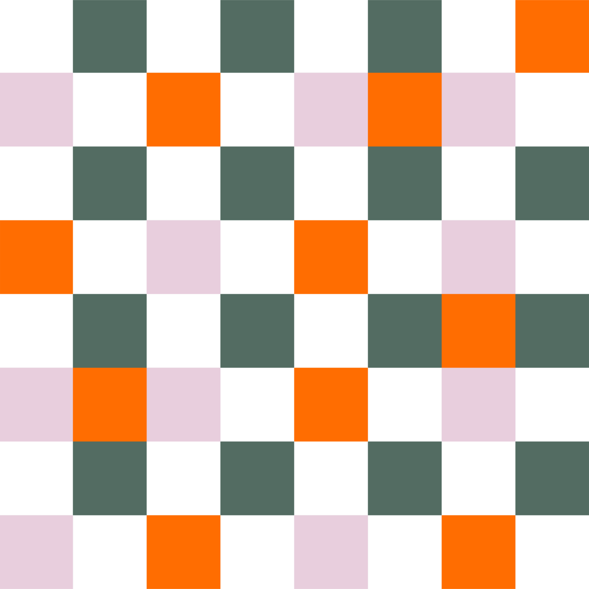 Kombistoff Karo Waldfreunde – grafisches Karomuster in Orange, Dunkelgrün, Flieder und Weiß, ca. 5 × 5 cm Quadrate. Reaktivdruck auf Öko-Tex Standard 100 zertifizierten Stoffqualitäten, Meterware. Design Stoelting.art.
