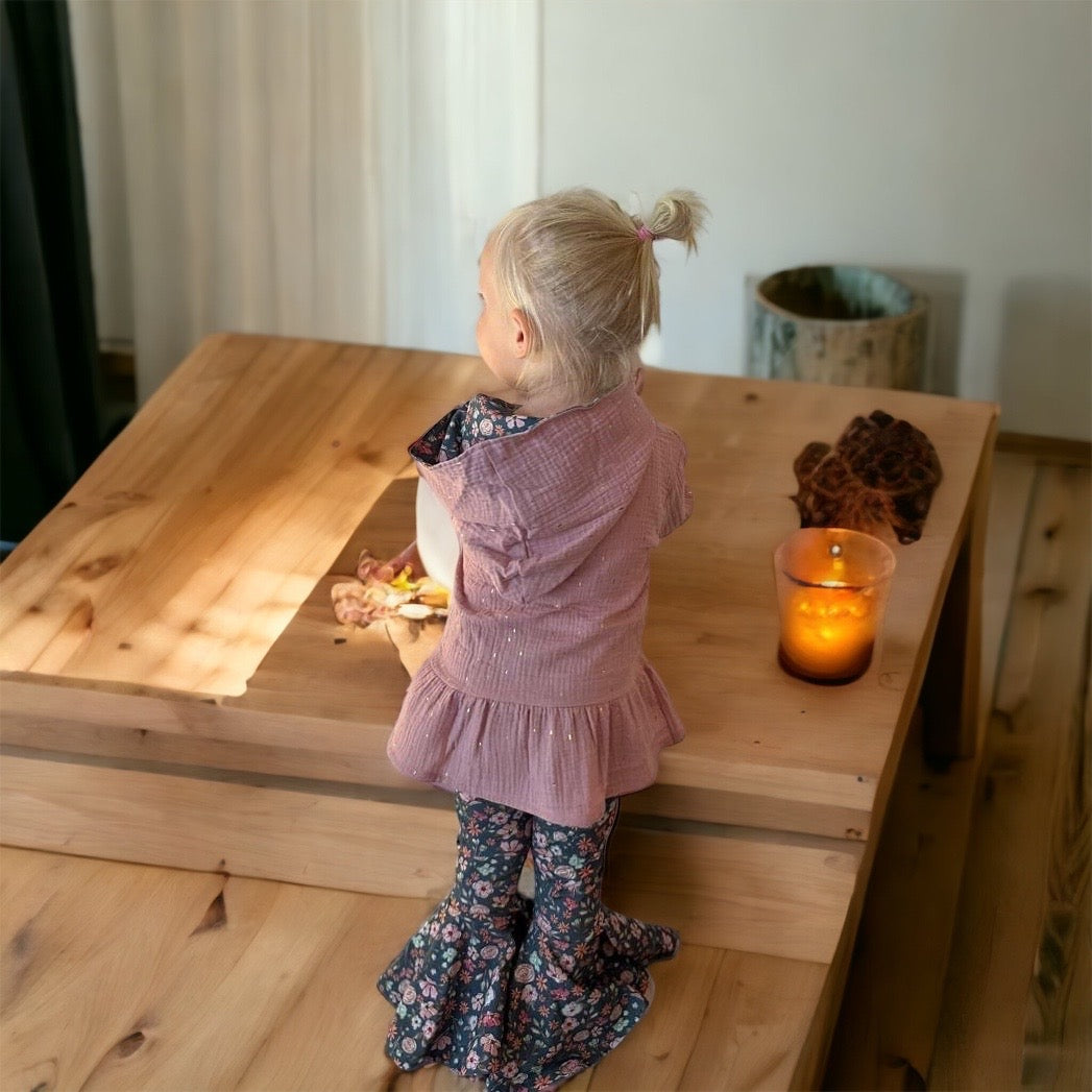 Schnittmuster Kapuzenpullover KeldaKid mit Rüschen – Kinder Gr. 98–134