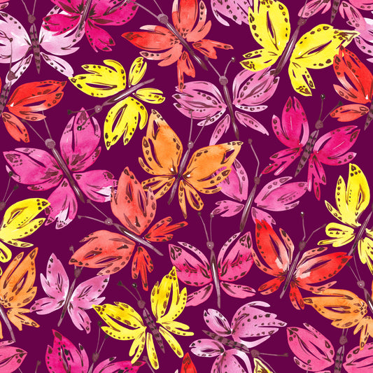Pink in Motion Butterflies – Stoff als Meterware