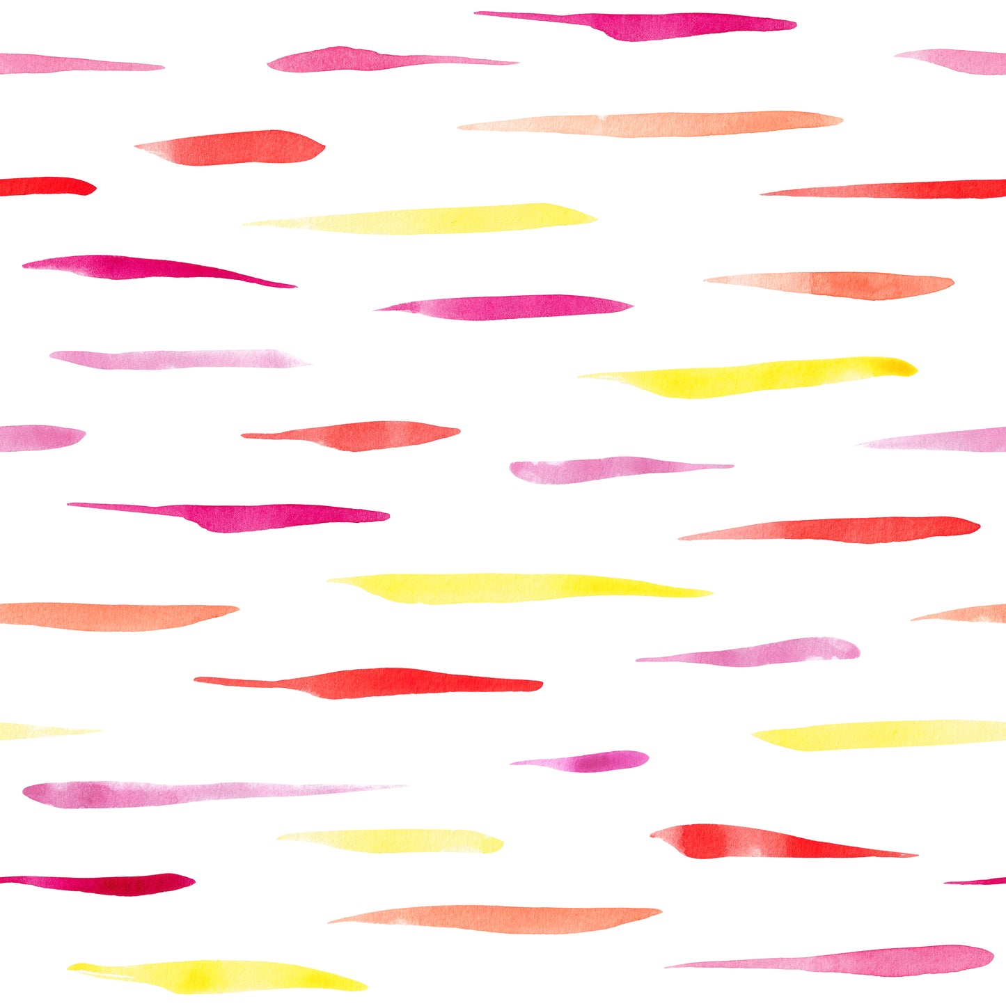 Kombistoff Aquarellstreifen – lockere, handgemalte Pinselstriche in Pink, Orange, Lila und Gelb auf weißem Hintergrund. Reaktivdruck auf Öko-Tex Standard 100 zertifizierten Stoffqualitäten, Meterware.