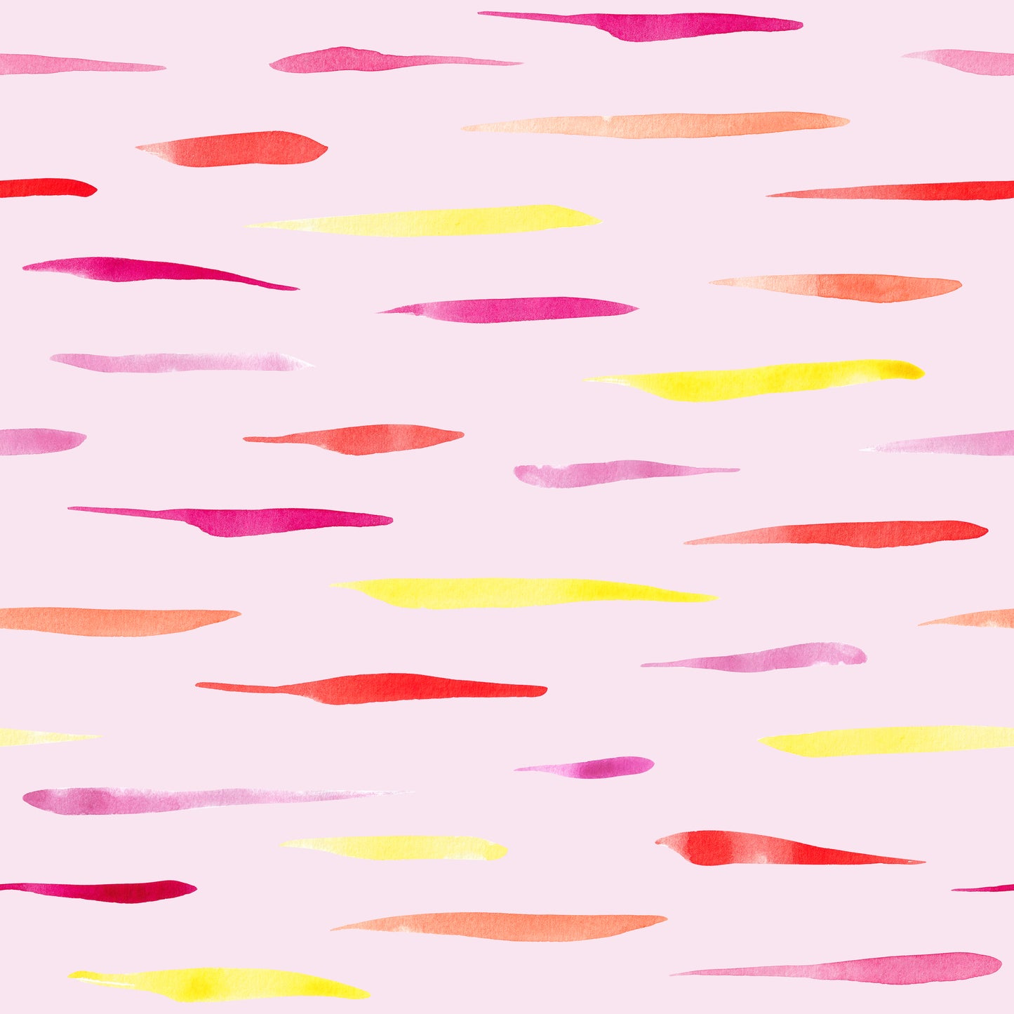 Kombistoff Aquarellstreifen Soft Pink – lockere, handgemalte Pinselstriche in Pink, Orange, Lila und Gelb auf zartem Hellrosa. Reaktivdruck auf Öko-Tex Standard 100 zertifizierten Stoffqualitäten, Meterware.