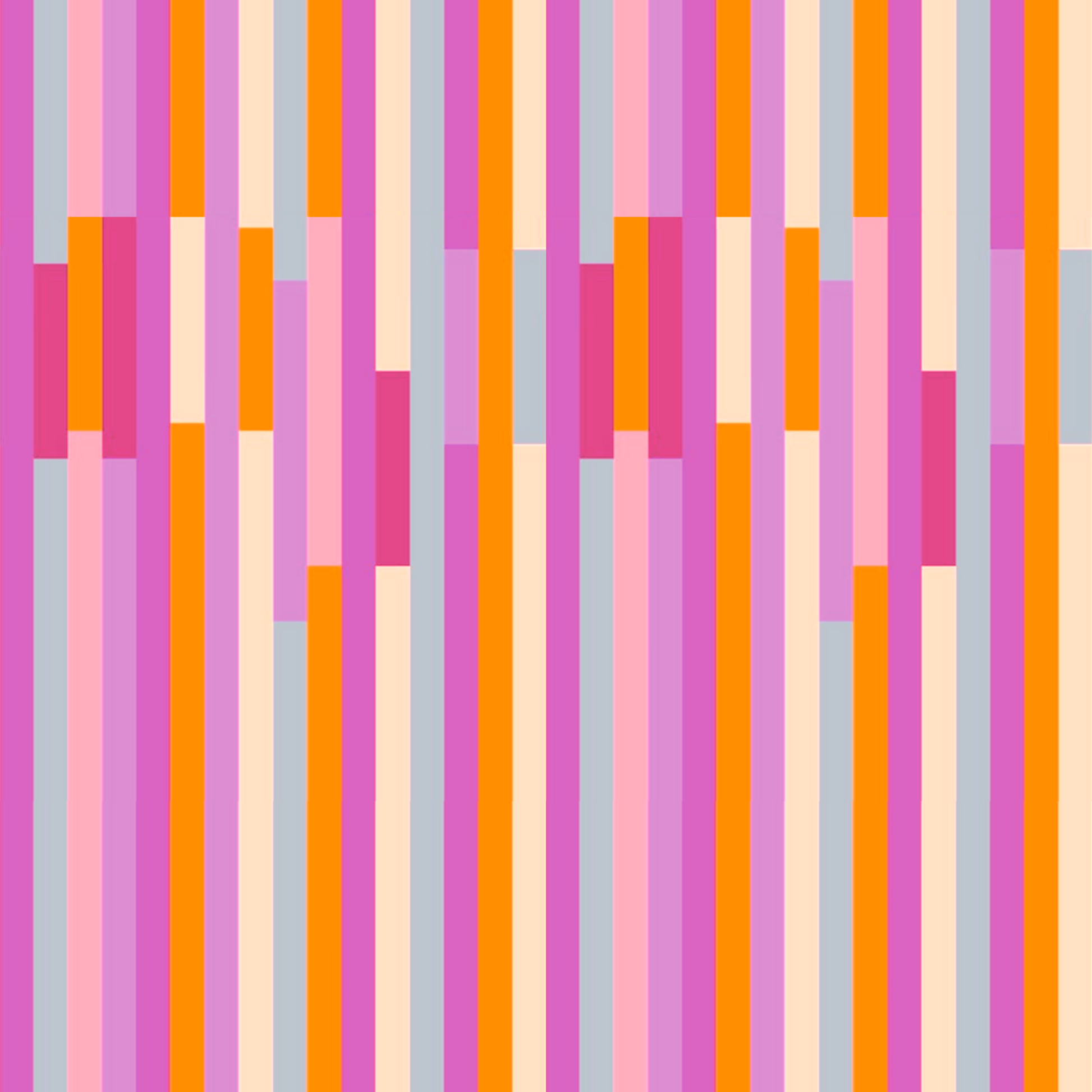 Streifenstoff Happy Stripes in Pink-Orange – versetzte Streifen in Pink, Orange, Rosé, Helllila und Creme. Grafisches Streifenmuster, Reaktivdruck auf Öko-Tex Standard 100 zertifizierten Stoffqualitäten, Meterware. Design Stoelting.art.